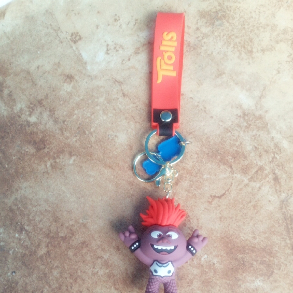 Trolls Red and Purple Action Figure Keychain
